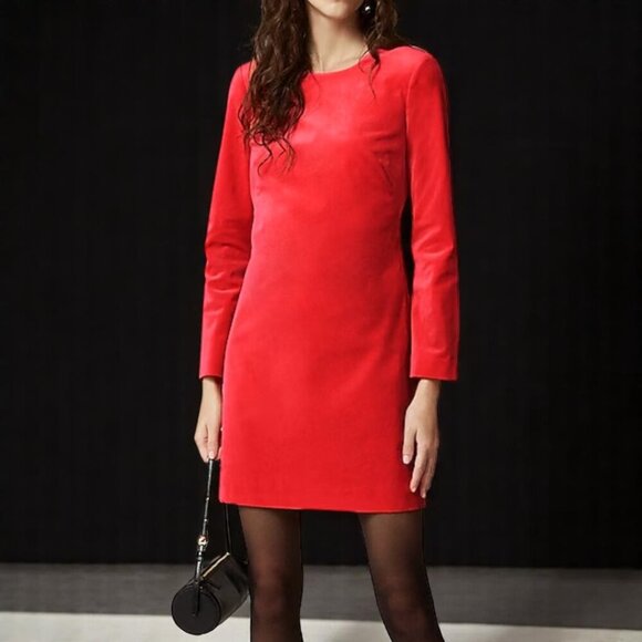 J. Crew Long-sleeve shift dress in stretch velvet Size 6 - Picture 1 of 16